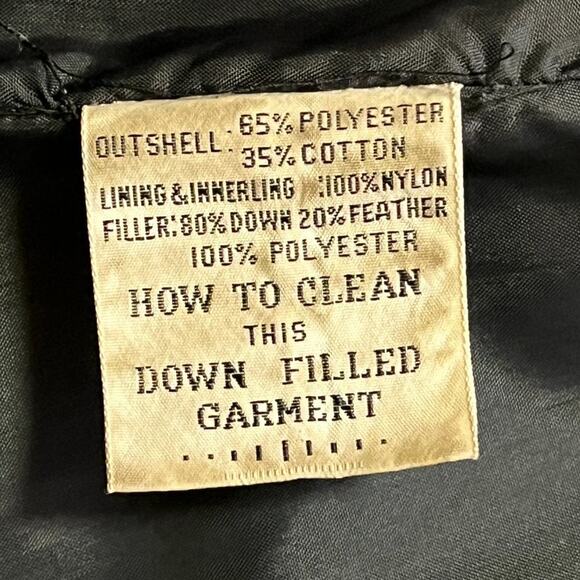 VTG 80s Puff Shoulder Full Zip Down Feather Puffer Coat in Black SZ 10 - Picture 10 of 13